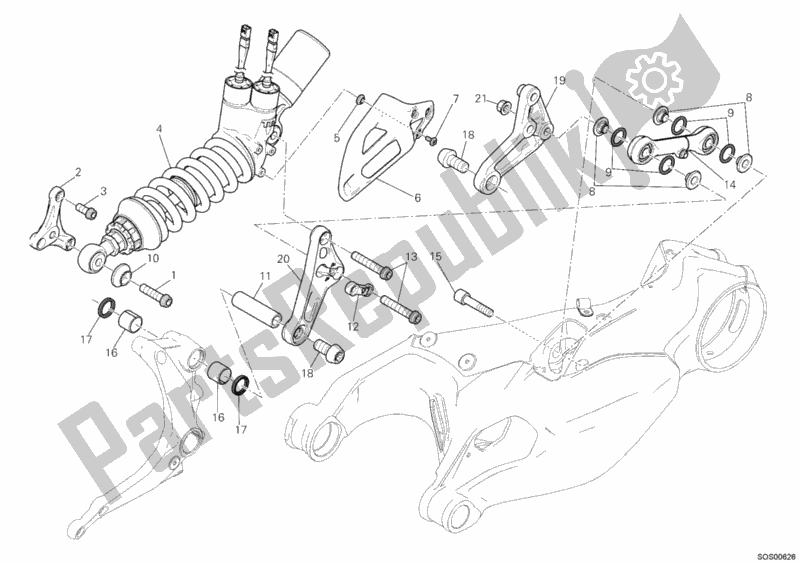 All parts for the Rear Shock Absorber of the Ducati Superbike 1199 Panigale S USA 2012